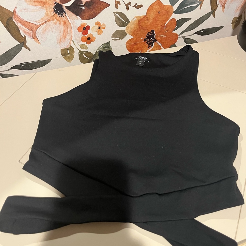 EXPRESS crisscross black crop top